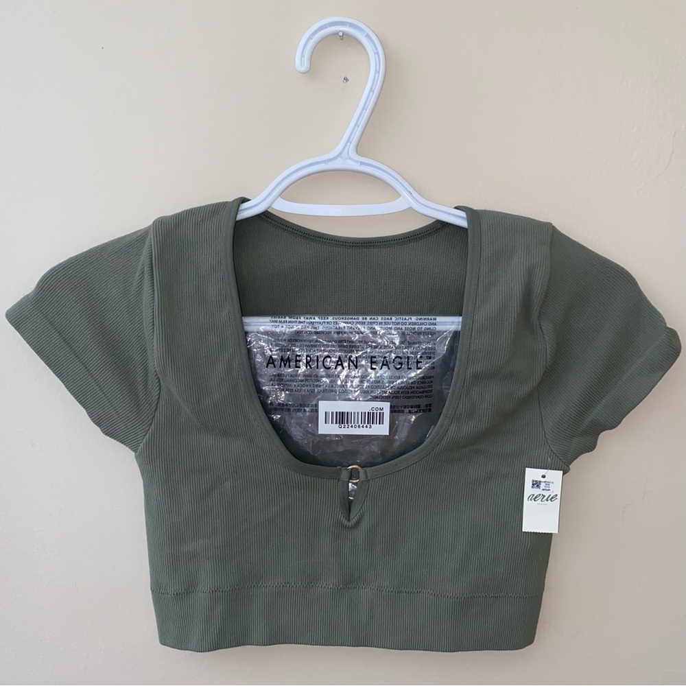 aerie NWT Real Good Ribbed Short Sleeve Crop Top Shirt